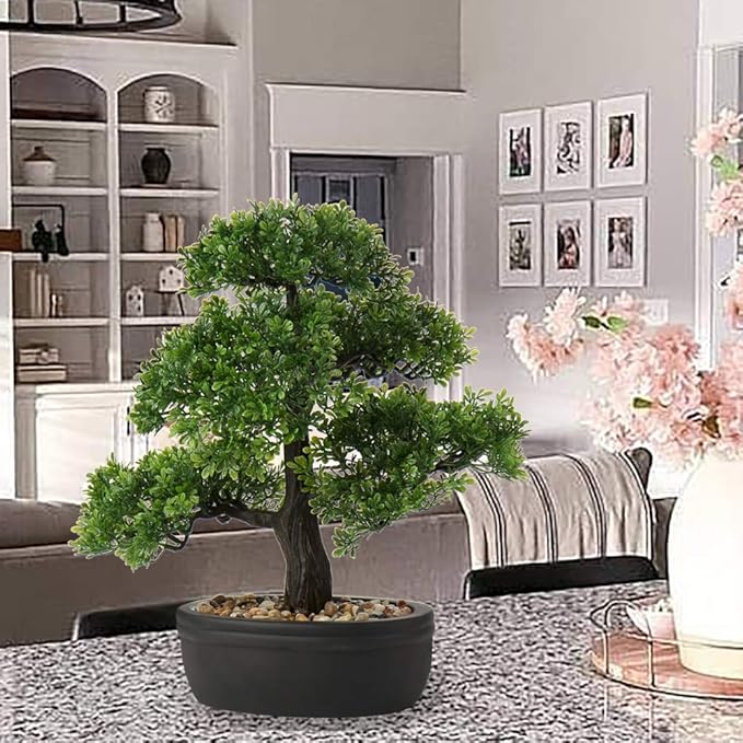 Artificial Bonsai Tree Juniper Faux Plants Indoor Small Fake Plants Decor with Ceramic Pots for Home Table Office Desk Bathroom Shelf Bedroom Living Room Farmhouse Decorations-VerdiqueGarden