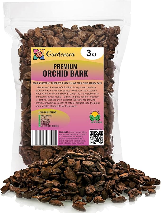 Premium Grade New Zealand Pinus Radiata Bark by Gardenera - Organic Hand Mixed New Zealand Pine Bark for Orchids - Medium Chips 9-12mm - 3 Quart-VerdiqueGarden