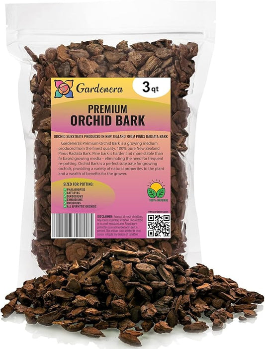 Premium Grade New Zealand Pinus Radiata Bark by Gardenera - Organic Hand Mixed New Zealand Pine Bark for Orchids - Medium Chips 9-12mm - 3 Quart-VerdiqueGarden