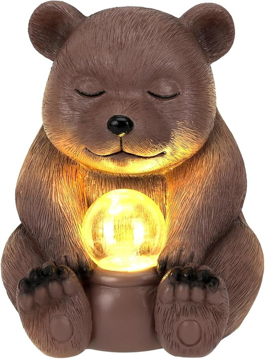 Solar Bear Statue for Outdoor, Garden Decor with Strong Lighting for Yard Art Lawn Ornaments Porch Patio Balcony Home House - Holiday Gifts for Family and Friends-VerdiqueGarden