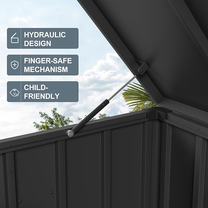 PURPLE LEAF Outdoor Deck Box 150 Gallon Waterproof Lockable Storage Box Container with Lid Deck Organization for Patio Cushions Side Table Pool Accessories Garden Tools, Gray-VerdiqueGarden