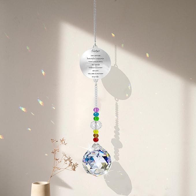 Memorial Gifts Crystal Suncatcher,Unique Sympathy Gifts for Loss of Loved One,Rainbow Maker Bereavement Gifts Box for Loss of Father Mom Dad Son Daughter Husband Brother Grandmother (Sister)-VerdiqueGarden
