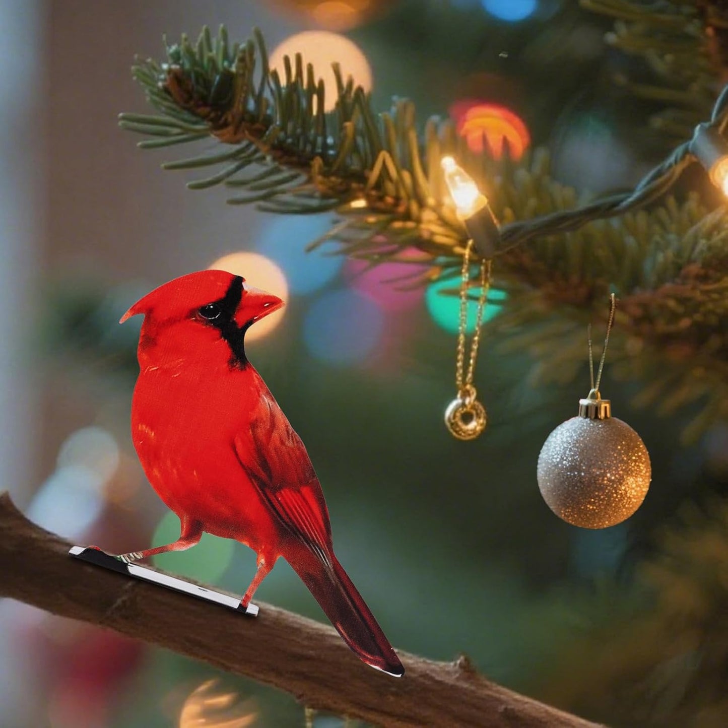 HUYIENO 5PCS Vivid Metal Birds Fence Decor Color Painted Outdoor Garden Natural Bird 2D Sculptures for Outdoor Fences, Patio, Garden and Bird Lovers (Cardinal)-VerdiqueGarden