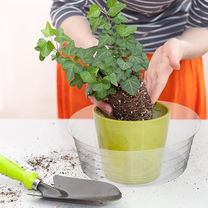 Hoolerry Plastic Plant Saucer Clear Deep Drip Tray Thickened Clear Plant Saucers Trays for Pots Deep Drip Trays for Home Garden Indoor and Outdoor Potted(15 Pcs,12 Inch)-VerdiqueGarden