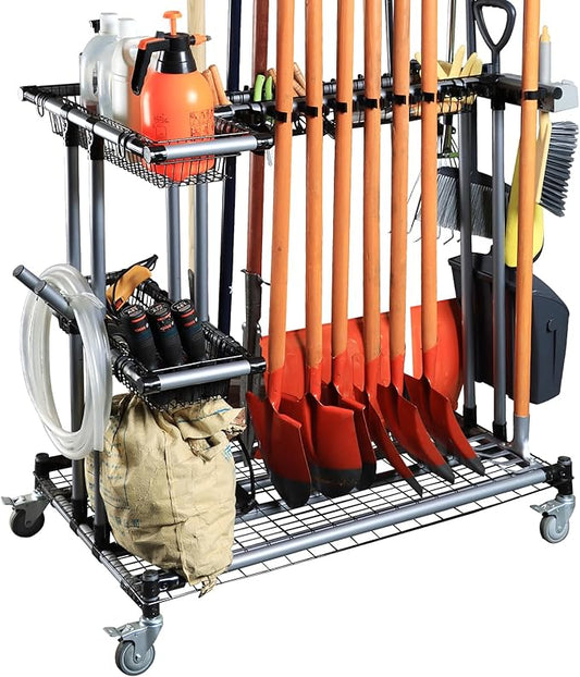 Ultimate Yard Tool Storage Rack with Rolling Casters – Organize All Your Garden Tools Effortlessly-VerdiqueGarden