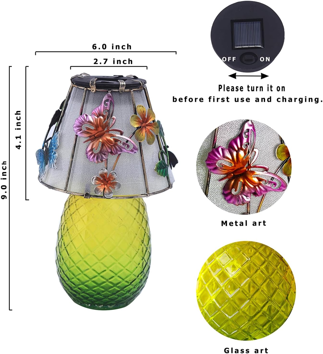 Butterfly Solar Garden Lights Outdoor Decor - Waterproof Tabletop Solar Lamp - Cordless Table Lamps for Garden Patio Porch Yard Backyard Balcony Wedding, Gifts for Mom-VerdiqueGarden