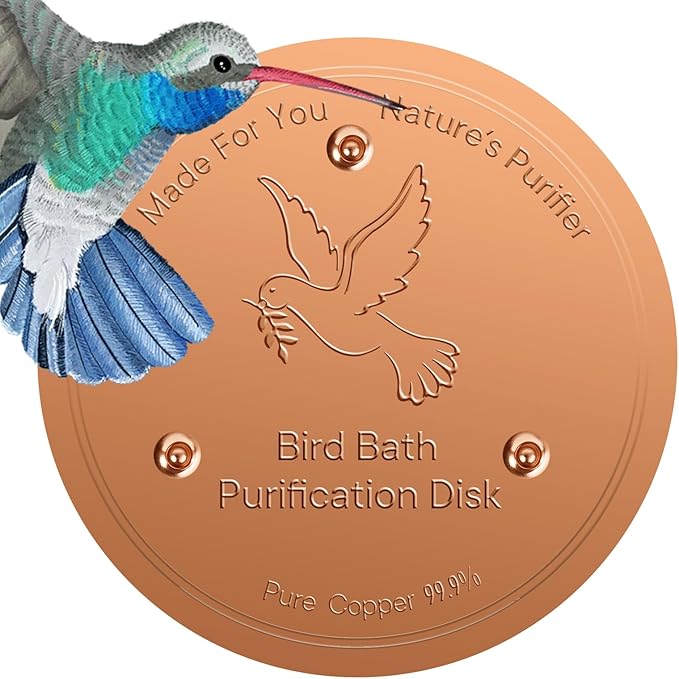 Bird Bath Copper Plate Disk 99.99% Pure Copper Cleaning Disk Stable Triple-Point Support Outdoor Bird Bowl, Pure Copper Bird Bath Purification Tray, Suitable for All Seasons-VerdiqueGarden