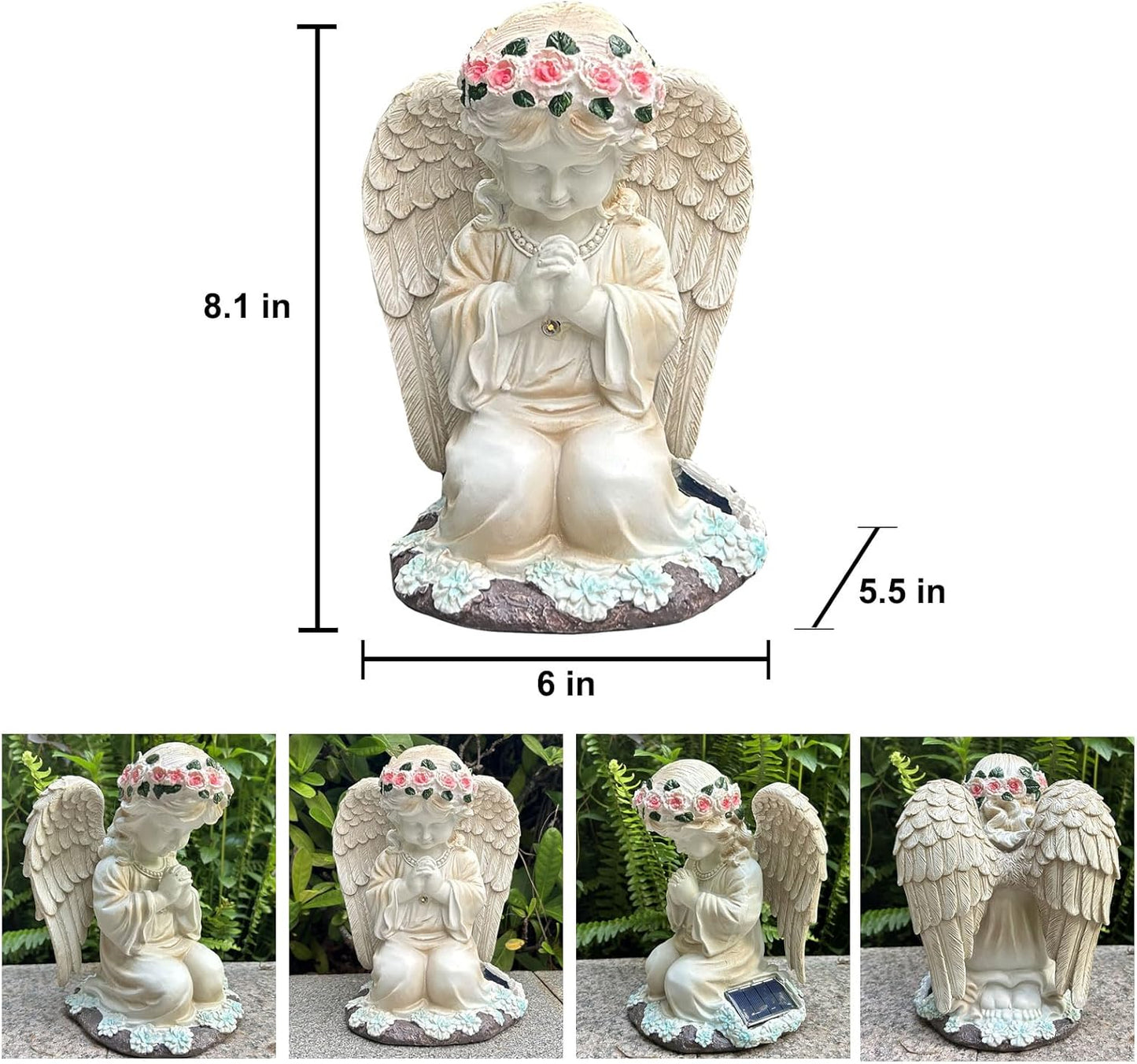 YODY Solar Garden Statues Outdoor Decor- Yard Decorations for Patio, Balcony, Backyard, Lawn Ornaments - Angel Figurines with LED Light- Unique Birthday House Warming Gifts for Women, Mom, Grandma-VerdiqueGarden