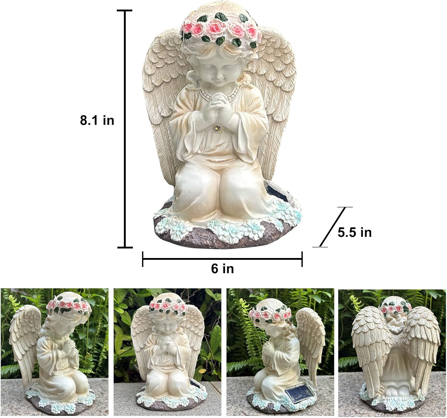 YODY Solar Garden Statues Outdoor Decor- Yard Decorations for Patio, Balcony, Backyard, Lawn Ornaments - Angel Figurines with LED Light- Unique Birthday House Warming Gifts for Women, Mom, Grandma-VerdiqueGarden