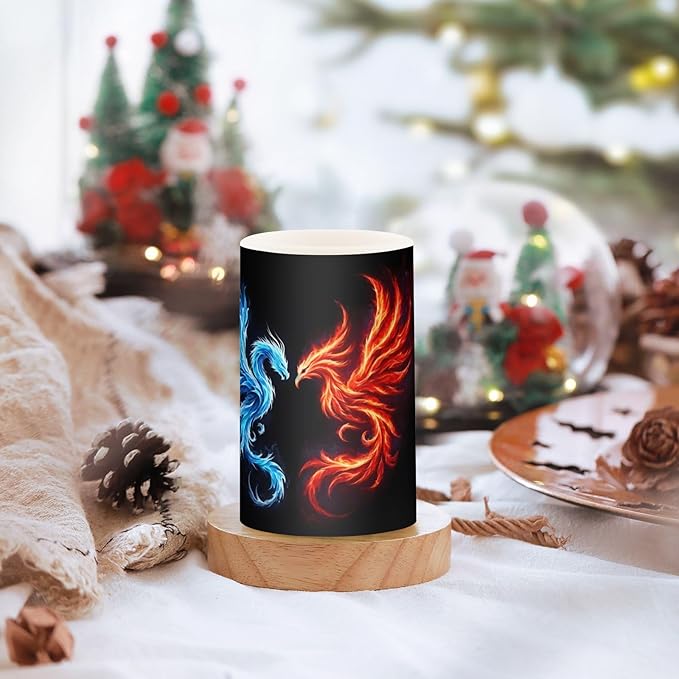 Flickering Flameless Candles, Dragon Phoenix LED Candles with Remote Timer, Set of 2 Battery Operated Candle for Valentine Wedding Birthday-VerdiqueGarden