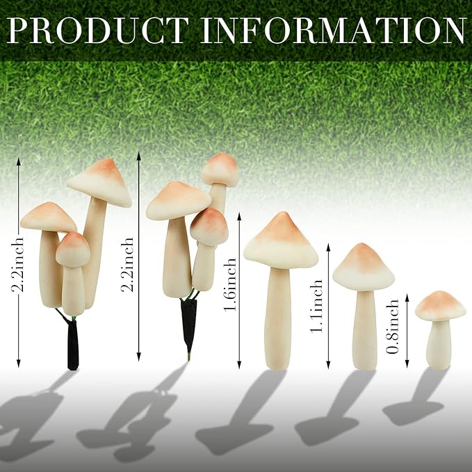 Taiyin 5 Pcs Luminous Mushroom Miniature Garden Mushrooms Outdoor Decor Waterproof Glow in The Dark Yard Decor for Fairy Outdoor Garden Micro Landscape Christmas Tree Decor-VerdiqueGarden