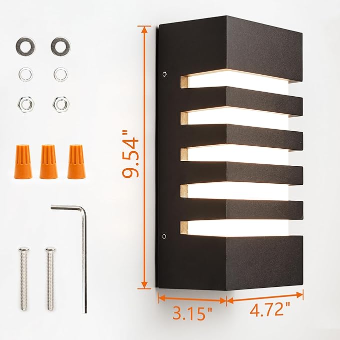 Outdoor Wall Light 12W LED Modern Wall Sconce Lamp Exterior Wall-Mounted Garden Corridor Porch Patio Light Waterproof LED Wall Light Fixture for Outdoor Lighting Warm White 300lm-VerdiqueGarden