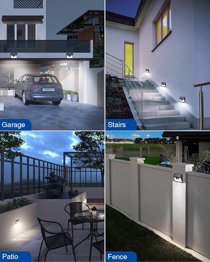 Peasur 140LED Solar Powered Lights Outdoor Waterproof, 3 Packs Motion Sensor Light Ultra-Bright, 3 Modes Fence Security Lighting for Outside Yard Wall Deck Step Garden(Cool White)-VerdiqueGarden