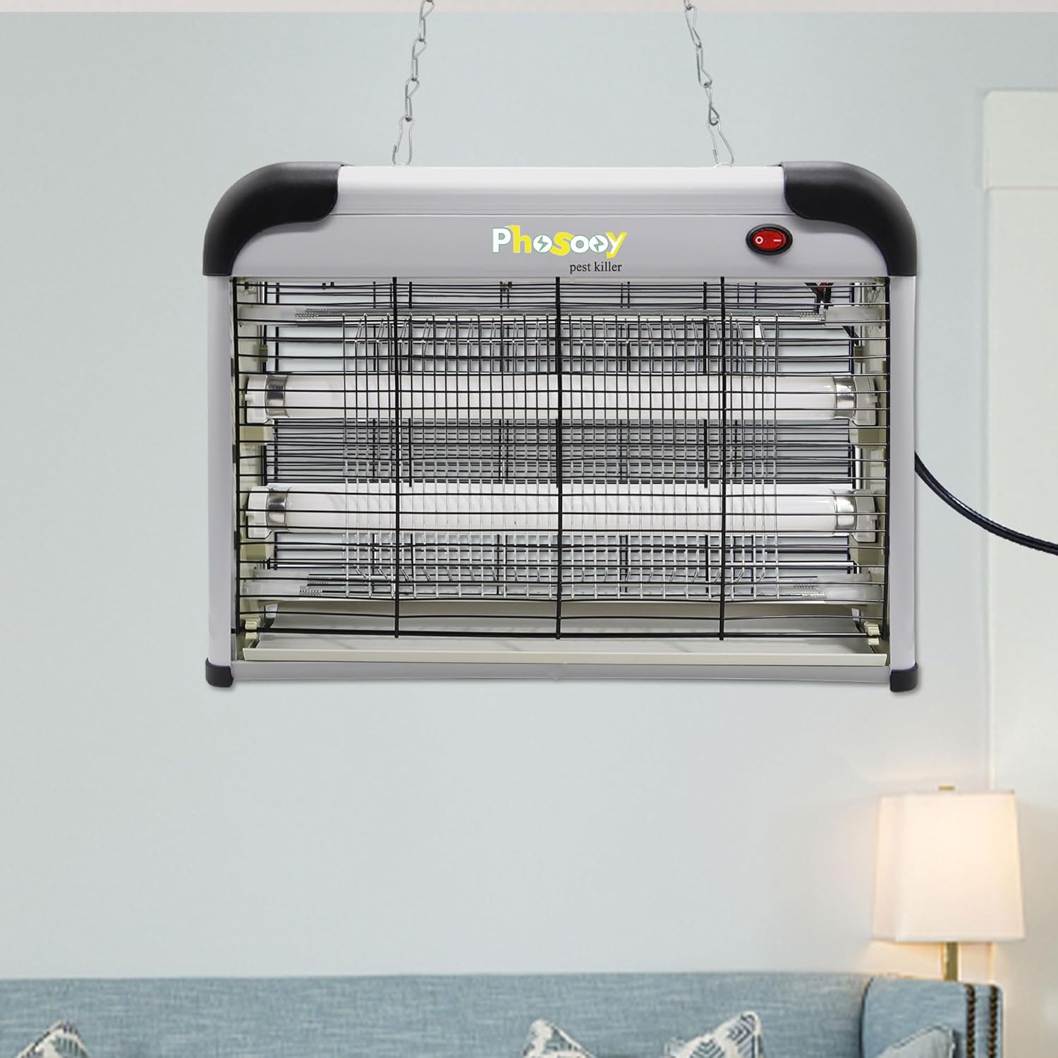 Electric Bug Zapper, 2800V High Grid Indoor Mosquito Killer with 20W Lamps, Plug-in Hanging Insect Trap for Mosquitoes, Moths, Gnats, Flies and Flying Insects Indoor Use-VerdiqueGarden