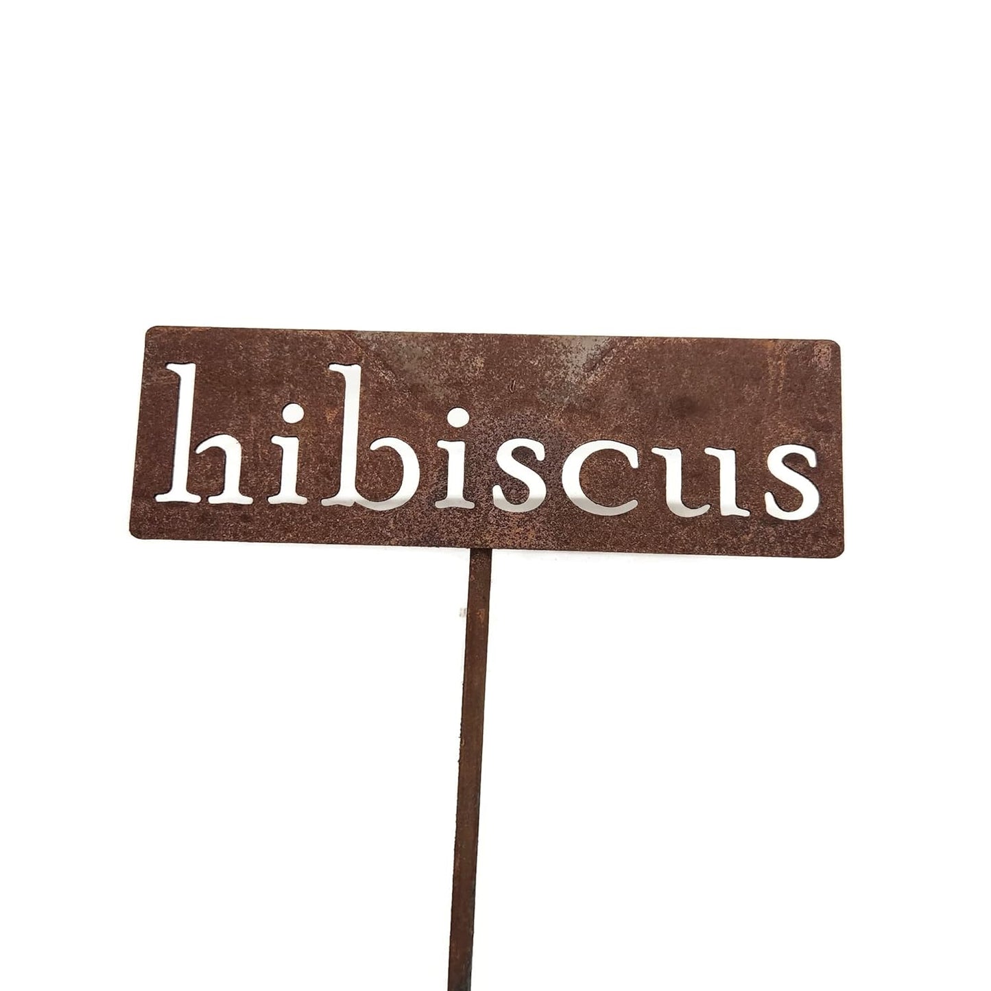Classic Metal Garden Markers 19 Inches Tall (hibiscus, Naturally Rusted)-VerdiqueGarden