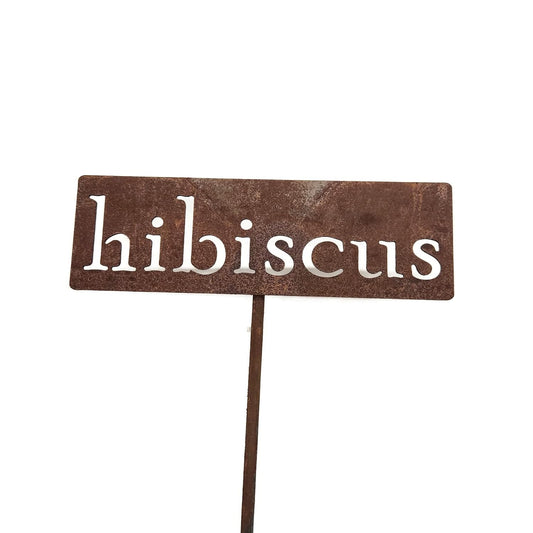 Classic Metal Garden Markers 19 Inches Tall (hibiscus, Naturally Rusted)-VerdiqueGarden