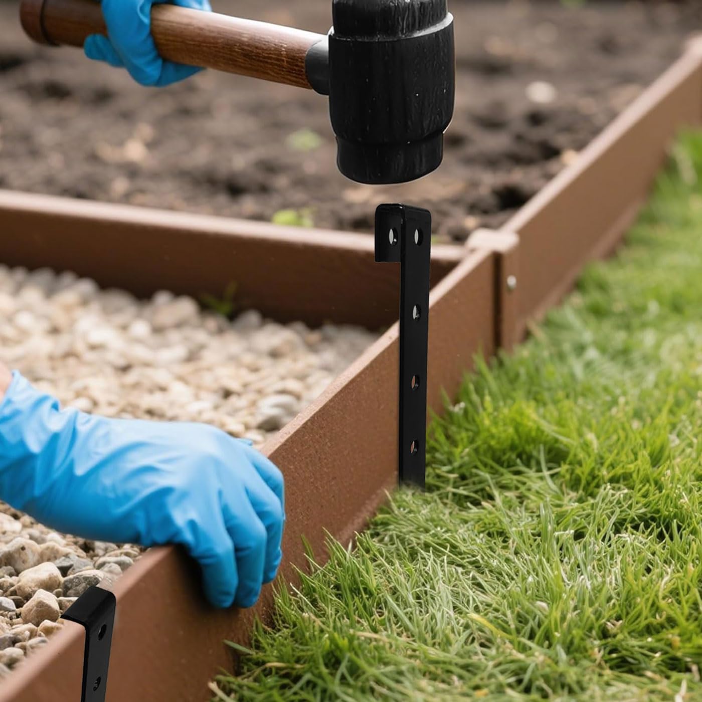 60Pcs Metal Garden Landscape Edging Stakes,Black, 10inch anchoring Stakes Landscape Anchoring Spikes for Terrace Board, Grass Barrier, Landscape Edging Coil, Garden Liner, Bender Board-VerdiqueGarden