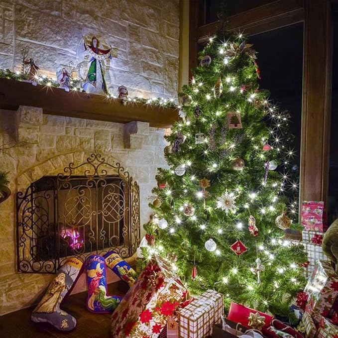 weillsnow White Christmas Fairy Lights Plug in, 200 LED 66FT Waterproof Christmas String Lights, 8 Modes with Memory for Outdoor Indoor Wedding Garden Christmas Decorations (66FT, White)-VerdiqueGarden