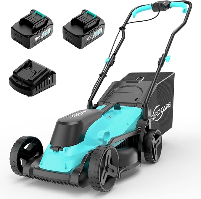 (2025 Model) YARDCARE 36V Brushless Cordless Lawn Mower with 2X4.0Ah Batteries, LED Display Screen, Electric Lawnmower with 5-Position Height Adjustment, 8 Gallon Grass Bag, Charger-VerdiqueGarden