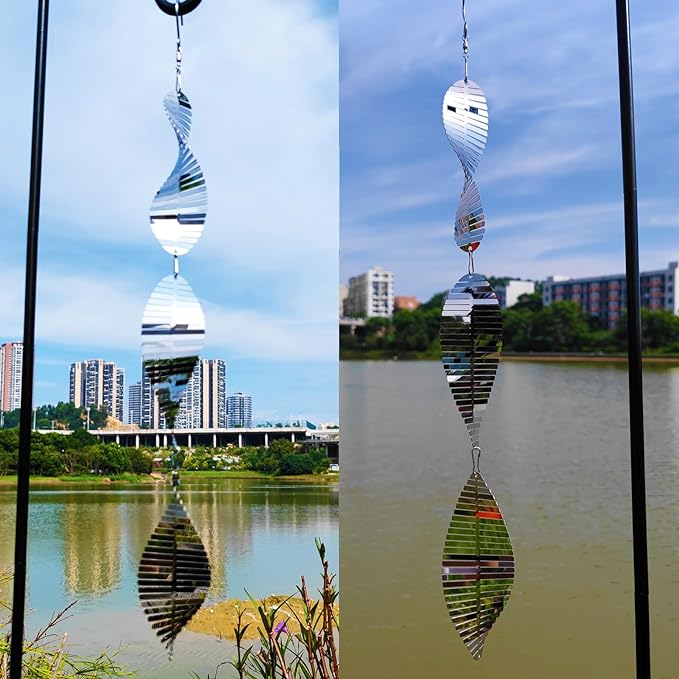 Metal Bird Scare Discs Set-Highly Reflective Double-Sided Bird Reflectors,Extra Sparkly Wind Spinners Outdoor Garden Decor, Bird Devices Deterrent to Scare Birds Away from Yard Patio Farm-VerdiqueGarden