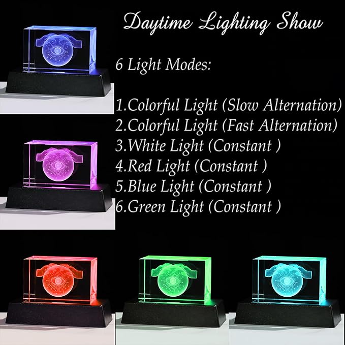 Qianwei 3D Crystal Evil Eye Decor - Evil Eye Light Halloween Witch Figurines Occult Medieval Goth Satanic Home Desk Decor Witchy Gifts Horror Lilith Statue-VerdiqueGarden