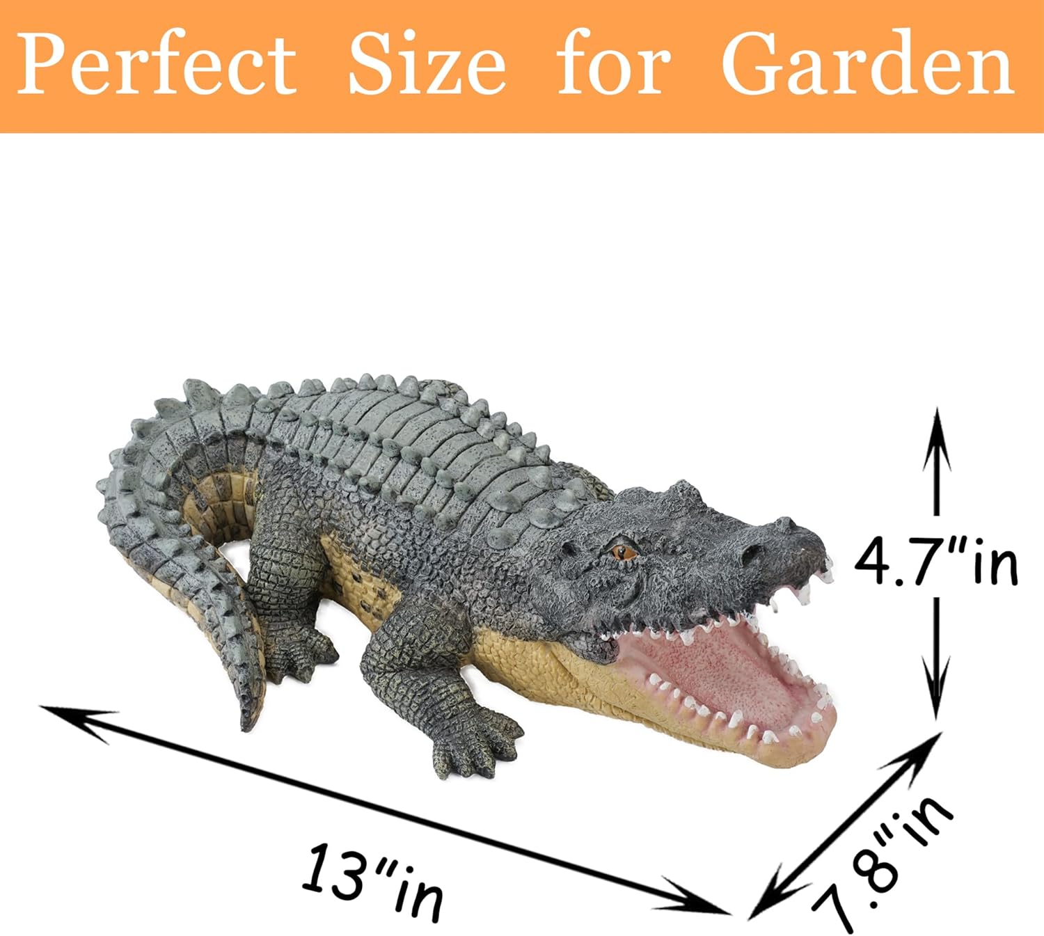13 Inch Real Crocodile Statue - Garden Animal Sculptures & Statues, Alligator Decor for Lawn, Patio, Crocodile Coastal Beach Decor Perfect for Home Garden, Patio, Backyard-VerdiqueGarden