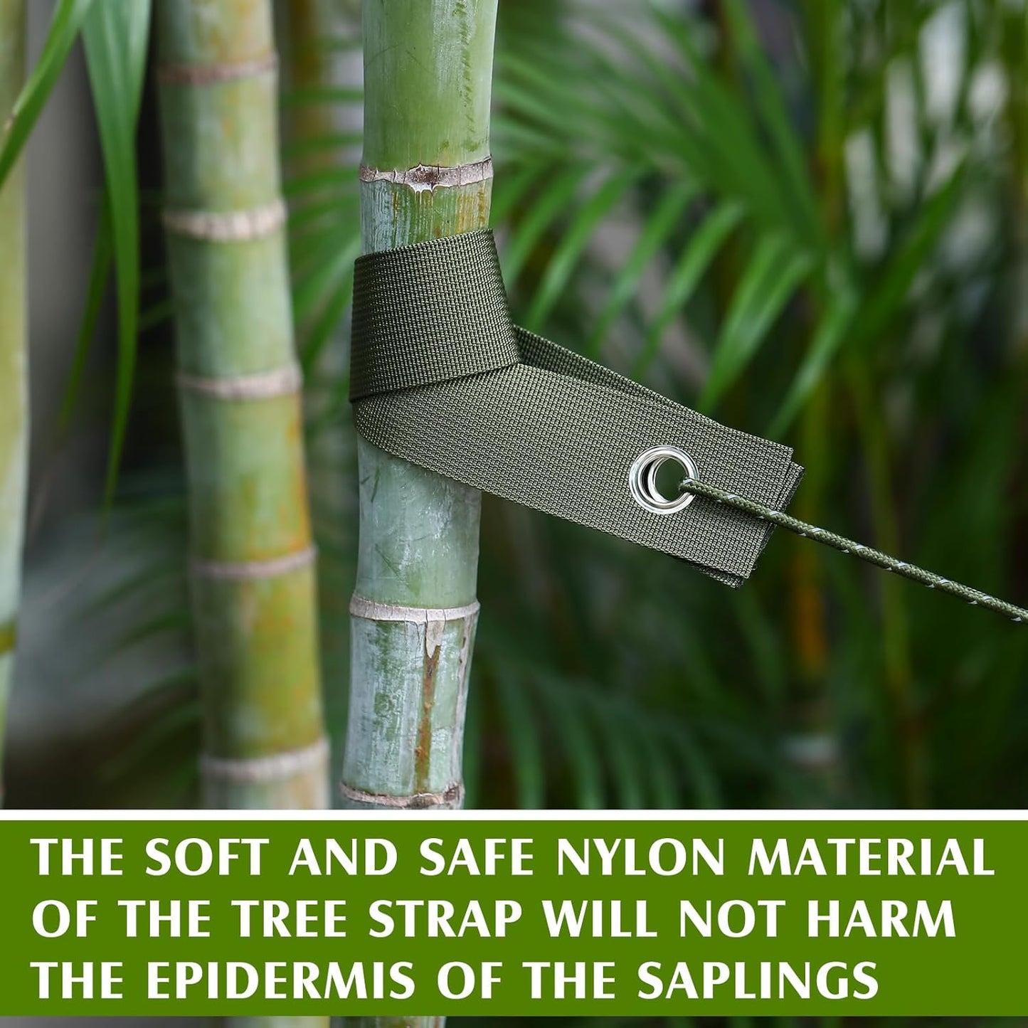 Sintuff 9 Set Heavy Duty Tree Stake Kit 15.75 Inches/ 40 cm Tree Straps for Staking and 13.12 ft/ 4 m Dock Lines Rope for Support Anchoring Home Leaning Plant Straightening Garden Tent (Army Green)-VerdiqueGarden