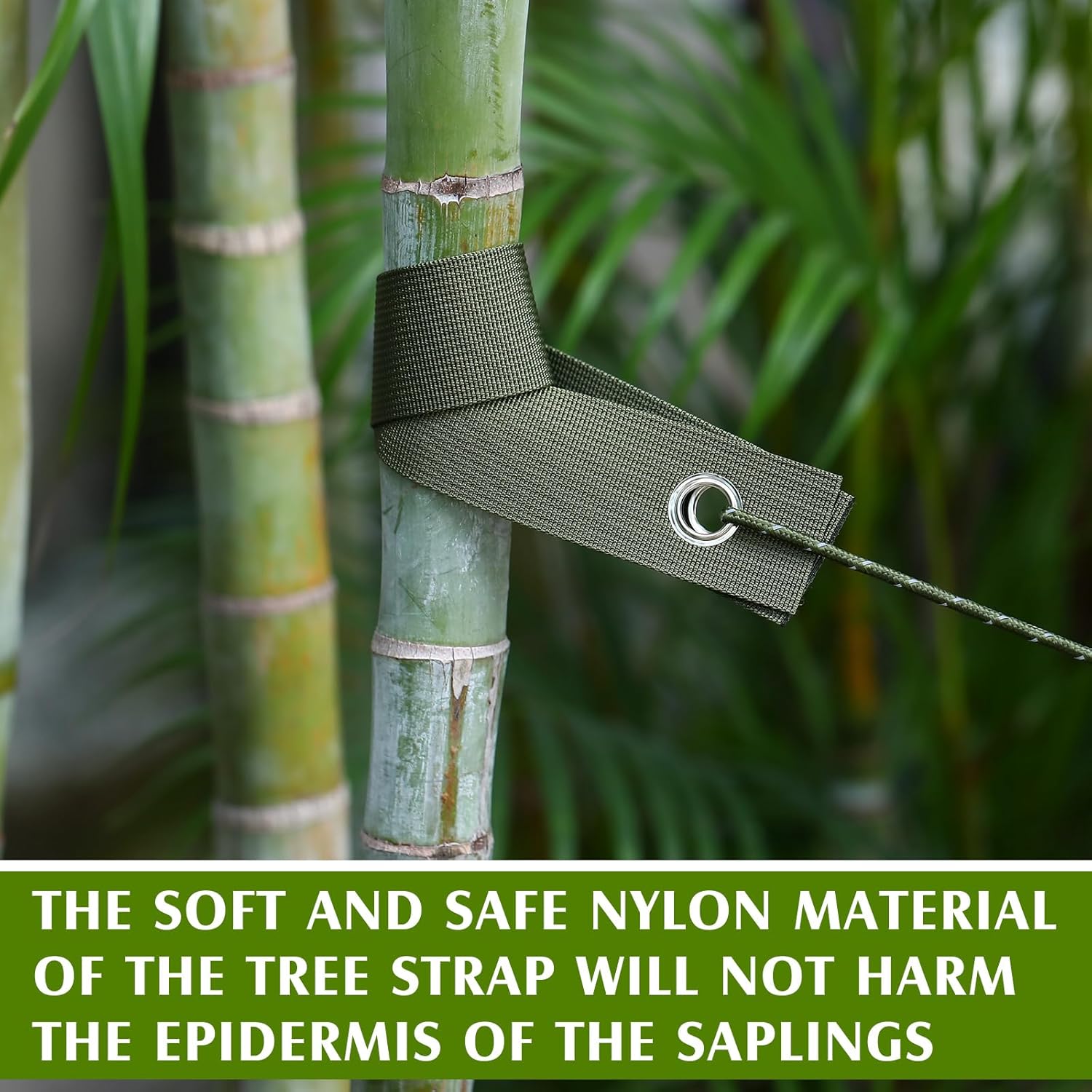 Sintuff 9 Set Heavy Duty Tree Stake Kit 15.75 Inches/ 40 cm Tree Straps for Staking and 13.12 ft/ 4 m Dock Lines Rope for Support Anchoring Home Leaning Plant Straightening Garden Tent (Army Green)-VerdiqueGarden