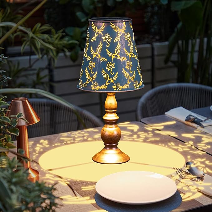 pearlstar Solar Table Lamps Bedside Lamps - Hummingbird Garden Waterproof Cordless Solar Table Lamps for Patio Garden Pathway Yard-VerdiqueGarden