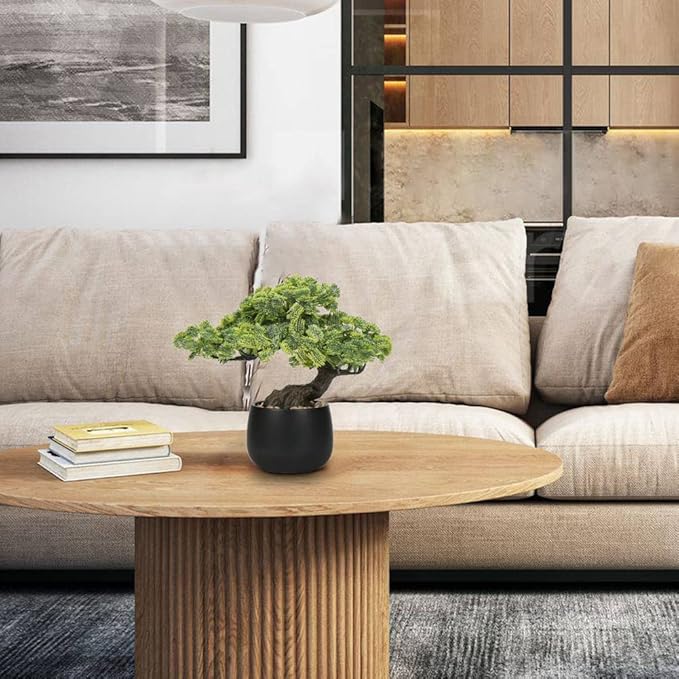 Artificial Bonsai Tree Juniper Faux Plants Indoor Fake Plants Decor with Black Ceramic Pots for Home Table Office Desk Bathroom Shelf Bedroom Living Room Farmhouse Decorations-VerdiqueGarden