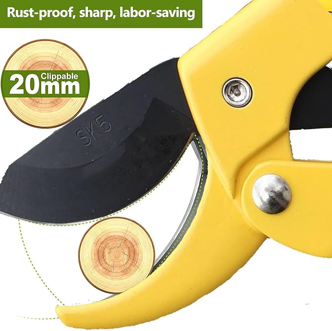 Garden clippers, premium Germany pruners, Work 3 times easier, professional pruning shears, cutting rose, flower, hedge, stem, tree, Sharp gardening scissors, Arthritis weak hand snips (Japanese, 1)-VerdiqueGarden
