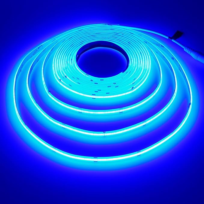 DC 24V COB LED Strip Light Blue IP65 Waterproof 5M/16.4ft Uniform Glow 2400LEDs Flexible LED Tape Lights for DIY Garden Backyard Corridor Stairs Decoration(No Power Supply)-VerdiqueGarden