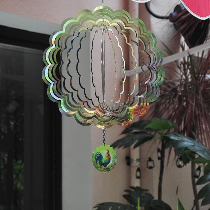 Rooster Wind Spinners 3D Hanging Wind Spinner Outdoor Clearance for Yard and Garden Decor 12inch Chicken Gifts for Women Mom-VerdiqueGarden