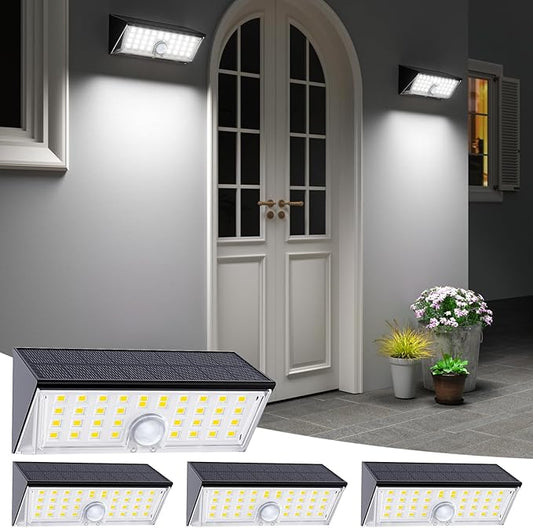 JSOT Solar Lights Outdoor, 4 Modes Solar Motion Sensor Lights Outdoor Waterproof I P65, 4Pack Ultra Bright Wall Security Lighting for Yard Garage Front Door Garden - Cool White-VerdiqueGarden