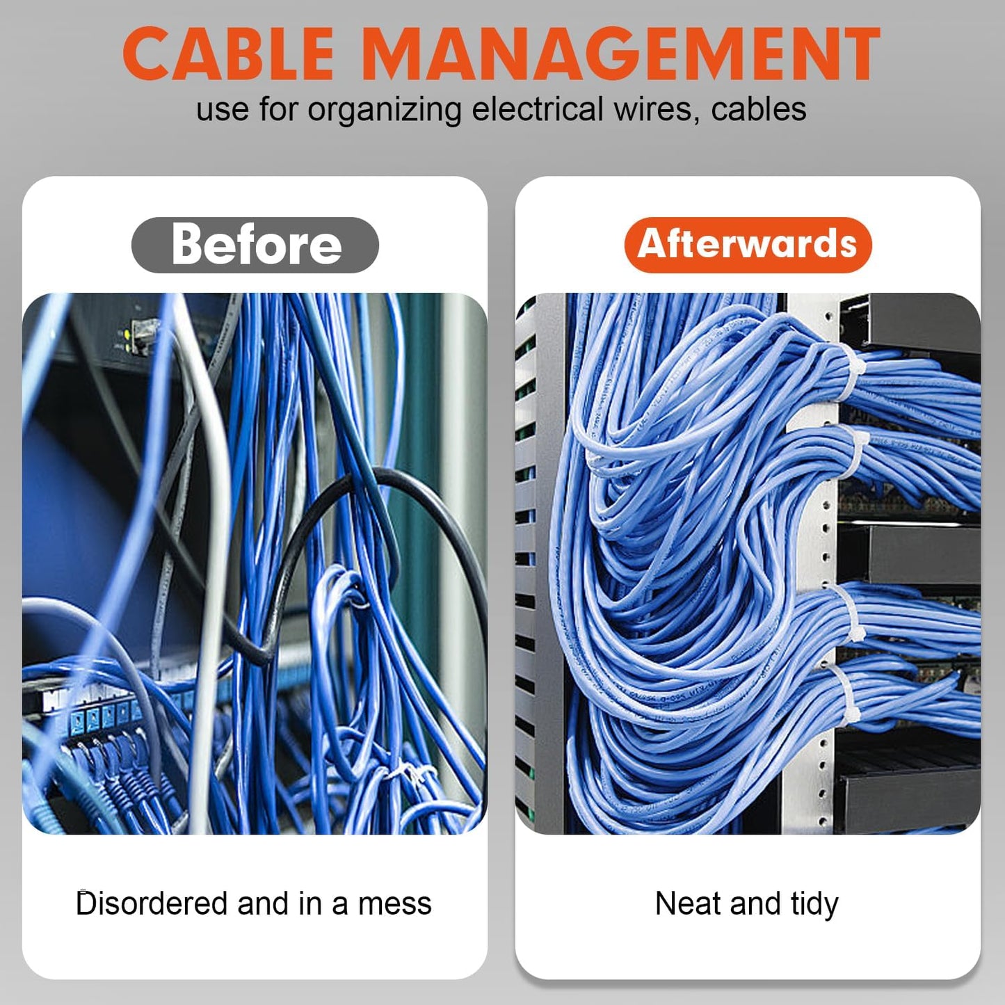 Zip Ties, RAZCC 1200pcs White Cable Zip Ties 8 Inch, Heavy Duty Plastic Wire Ties with 70lb Tensile Strength, Self-Locking White Nylon Tie Wraps for Indoor and Outdoor-VerdiqueGarden