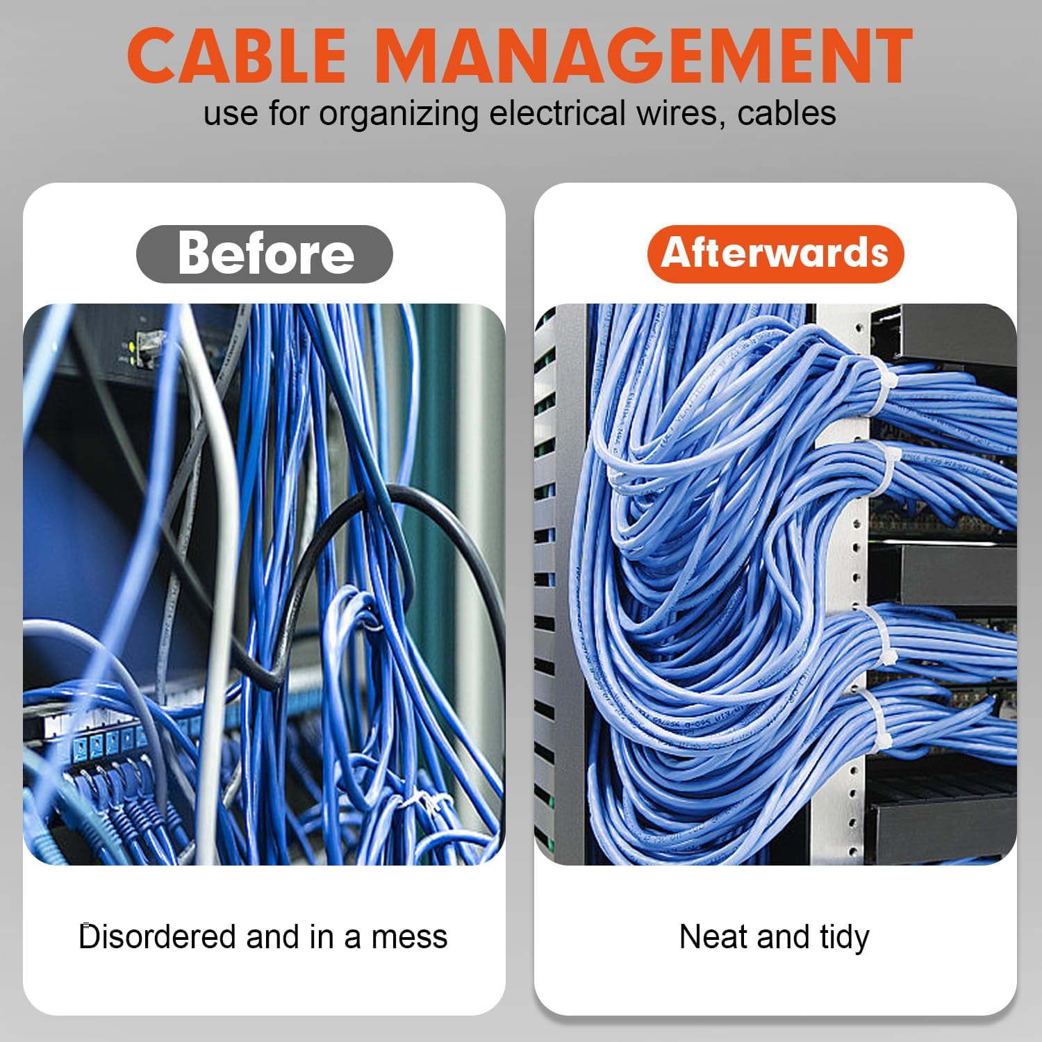 Zip Ties, RAZCC 1200pcs White Cable Zip Ties 8 Inch, Heavy Duty Plastic Wire Ties with 70lb Tensile Strength, Self-Locking White Nylon Tie Wraps for Indoor and Outdoor-VerdiqueGarden