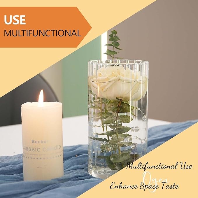 12pcs Glass Vase Cylinder Vases for Centerpieces Small Flower Glass Vases Bud Vases Home Decor Centerpiece Table Flower Vase Decorations for Office Beautification＆Holiday 6 Inch Tall-VerdiqueGarden