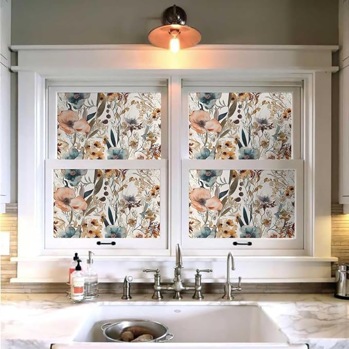 Boho Flowers Brown Leaf Plants Botanical Peel and Stick Wallpaper Self Adhesive Removable Easy Peel Off Stick on Wall Paper for Bedroom Cabinet Renter Friendly-VerdiqueGarden