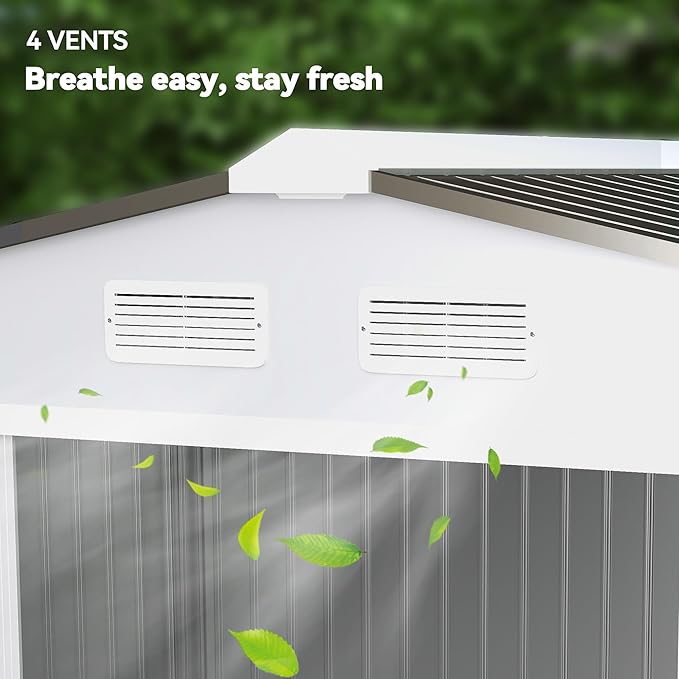 Outsunny 9' x 6' Outdoor Storage Shed, Garden Tool Metal Shed with Foundation Kit, Double Lockable Door, Air Vents and Sloping Roof, for Backyard, Patio, Lawn, Silver-VerdiqueGarden