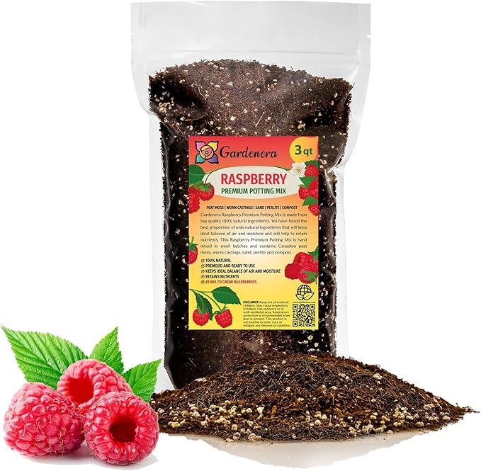 Premium Raspberry Potting Soil Mix - Optimal Blend for Thriving and Juicy Berries - 3 Quart-VerdiqueGarden