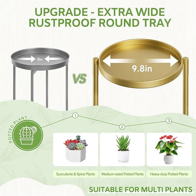 iDavosic.ly 5 Tier Large Plant Stand Indoor, 10 Inch Wide Tall Corner Metal Plant Stands Outdoor for Multiple Plants, Folding Tiered Flower Display Holder Rack Shelf, Gold-VerdiqueGarden