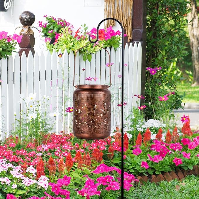 Hummingbird Solar Lanterns Outdoor Waterproof,Metal Garden Decor Hummingbird Gifts Hanging Solar Lanterns Outdoor Lights for Patio, Yard, Poch,Table Birthday Gifts for Women Mom-VerdiqueGarden