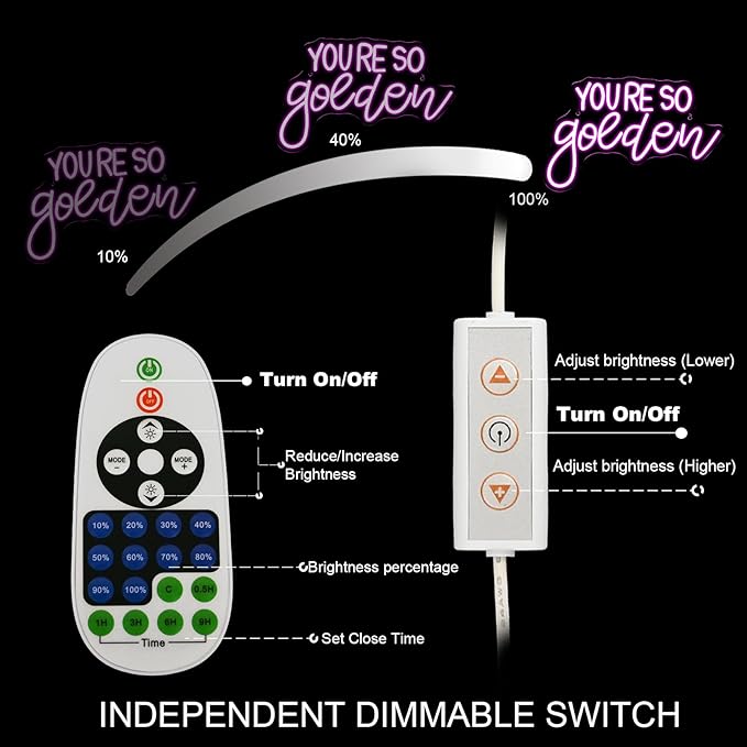 You're So Golden Neon Sign Wall Decor, Neon Signs Dimmable Letter Neon Sign Light Up Signs for Room,Bar,Bedroom,Party, Birthday Party Bar Pub Club Decoration Gifts-VerdiqueGarden