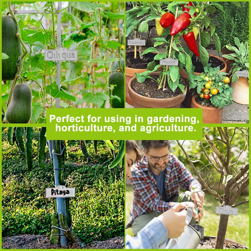 Metal Plant Labels, Aluminum Plant Tags, Tree Markers for Outdoor Garden, Waterproof (3-1/2", 100 Pcs, Two Wire Sizes)-VerdiqueGarden