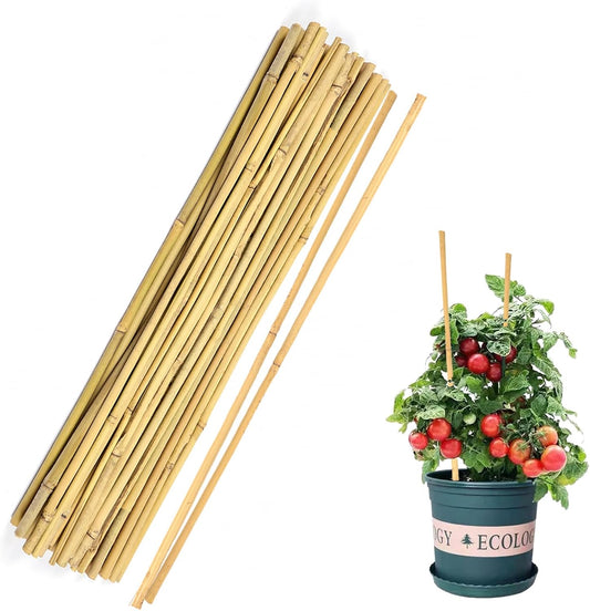 40pcs Natural Bamboo Sticks for Indoor and Outdoor Plants, 16 Inch Plant Support Stakes for Tomato, Beans, Potted Plants and Vegetable-VerdiqueGarden