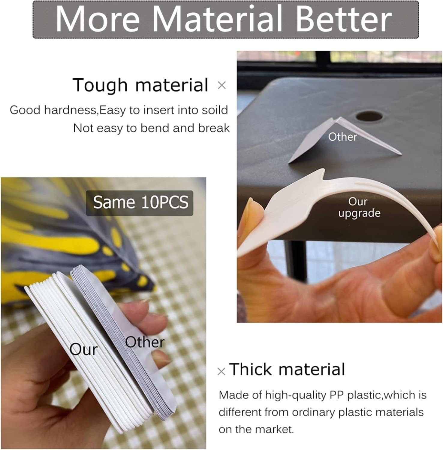 100 PCS White Plastic Plant Tags Thick Gardens Labels T-Type Nursery Markers Re-Usable-VerdiqueGarden