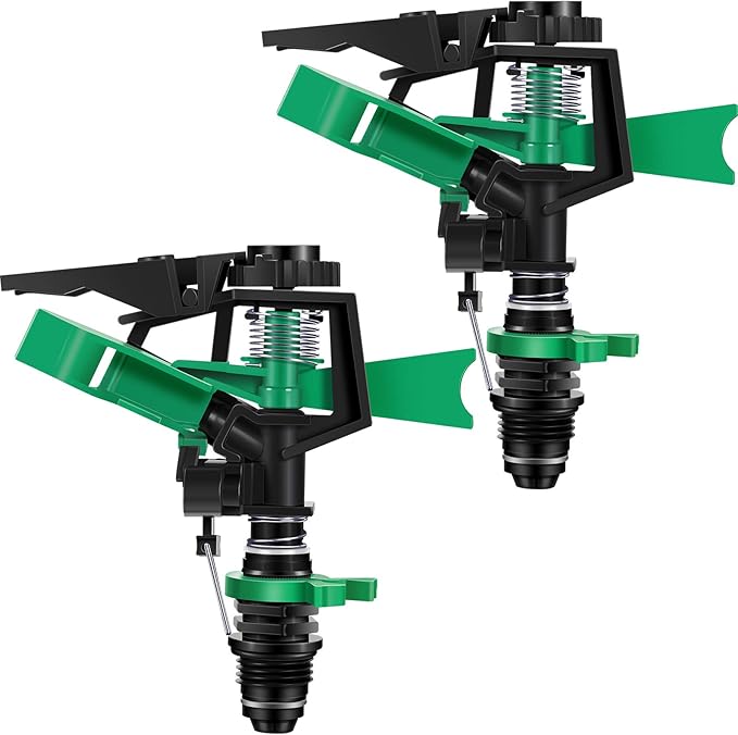 1/2 Inch Plastic Impact Sprinklers Adjustable 0 Degree to 360 Degree Pattern Plastic Sprinkler Head for Garden Watering Supplies (2 Pieces)-VerdiqueGarden
