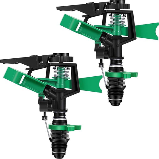 1/2 Inch Plastic Impact Sprinklers Adjustable 0 Degree to 360 Degree Pattern Plastic Sprinkler Head for Garden Watering Supplies (2 Pieces)-VerdiqueGarden