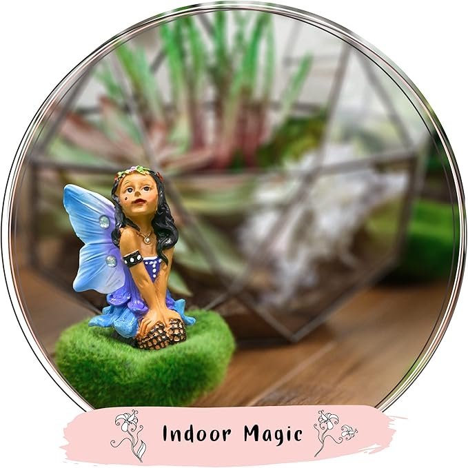 WILD PIXY Indoor Fairy Figurine – Miniature Fairy for Gardens, Ornaments, or Cake Toppers, Fairy Garden Decor and Accessories, Premium Resin, Designer Gift Box with Poem Card-VerdiqueGarden