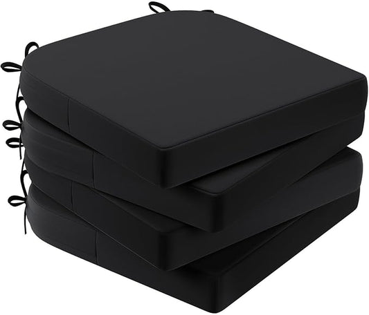 AAAAAcessories Outdoor Seat Cushions for Chairs, Waterproof, Fade-Resistant Patio Furniture Replacement Cushions, 17" x 16" x 2", Set of 4, Black-VerdiqueGarden